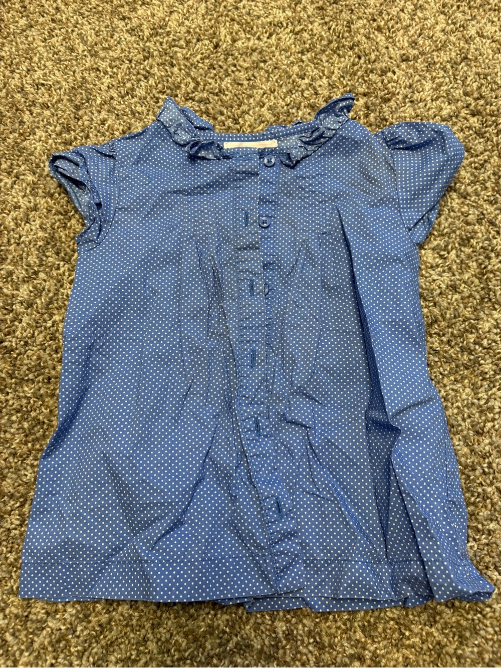 Janie & Jack Blue Polka Dot Ruffle Collar Girls' Top
